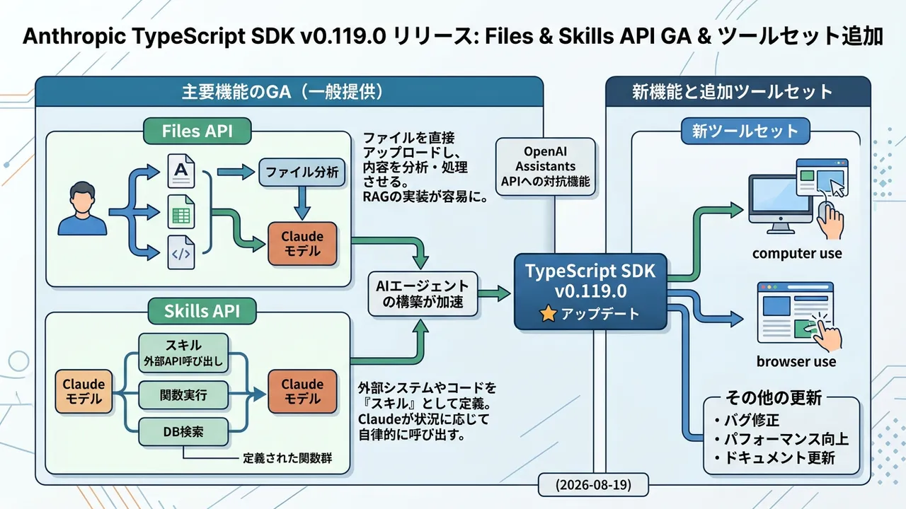 Claudeがエージェントへ進化：Anthropic SDKでFiles & Skills APIが遂にGA
