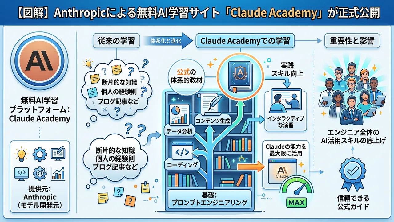 Anthropicが無料のAI学習サイト「Claude Academy」を公開、プロンプト技術の体系的学習が可能に