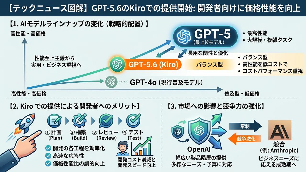 OpenAI、価格性能を向上させた新モデル「GPT-5.6」をKiroで提供開始
