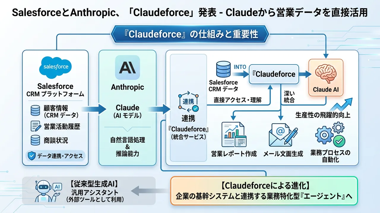 SalesforceとAnthropicが「Claudeforce」を発表、CRMデータと生成AIの本格統合へ