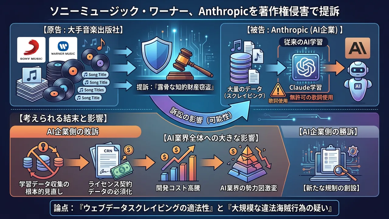 Anthropicに激震、大手音楽レーベルが著作権侵害で提訴 - AIの「学習データ」に法的リスクが顕在化