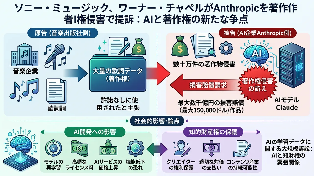 AIと著作権の激震：ソニー・ミュージックらがAnthropicを大規模提訴