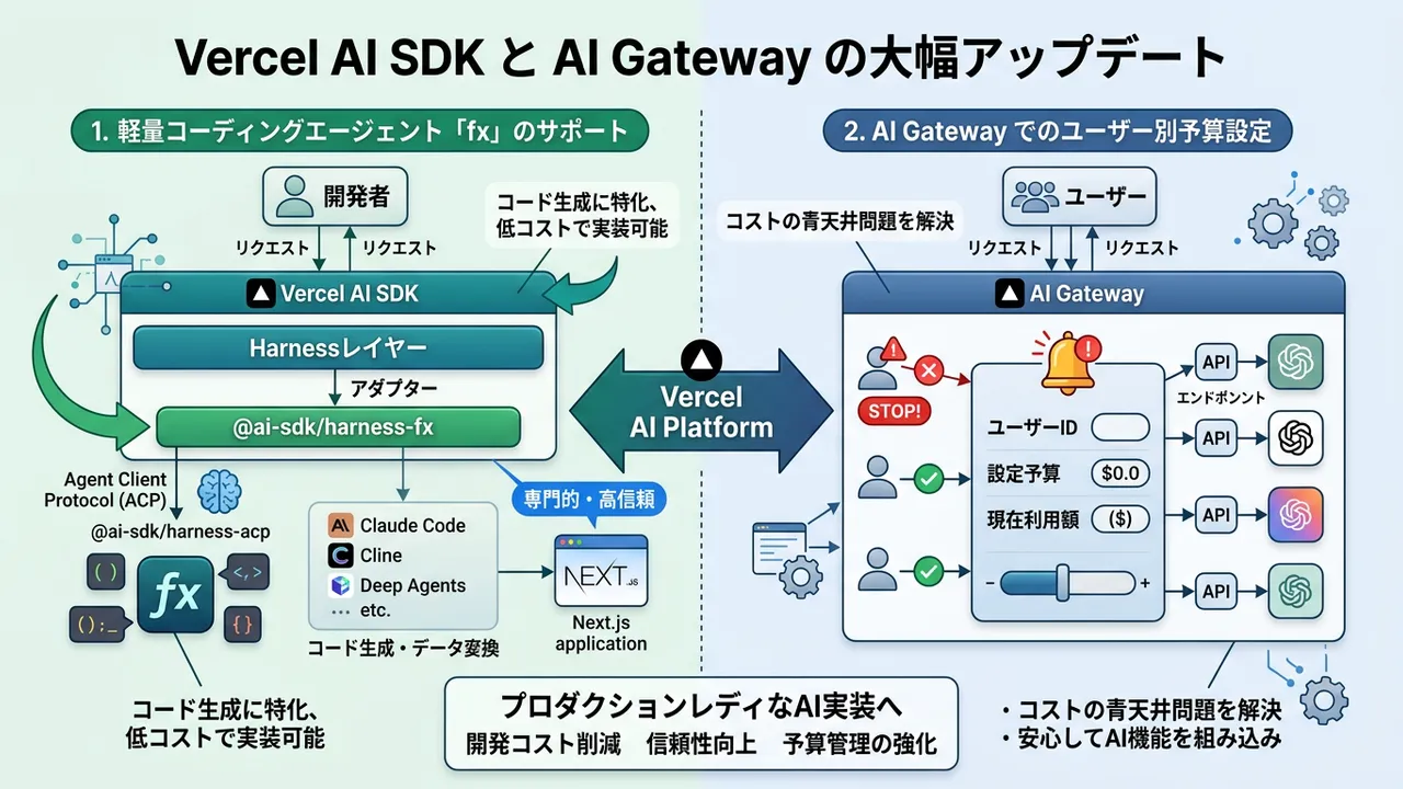 Vercel AI SDKが進化、軽量エージェント「fx」サポートと予算管理機能を追加