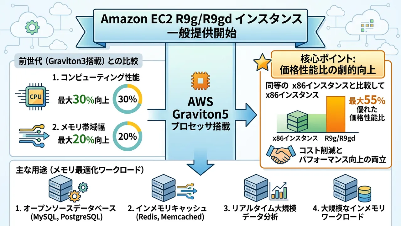 AWS、次世代CPU「Graviton5」搭載のEC2インスタンス「R9g/R9gd」をGA