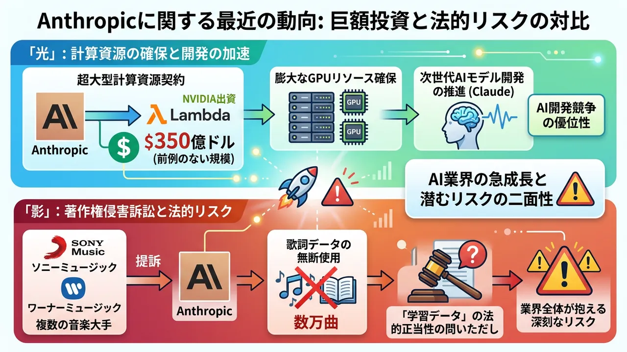 Anthropicの光と影：350億ドルの巨大契約と著作権訴訟の同時発生