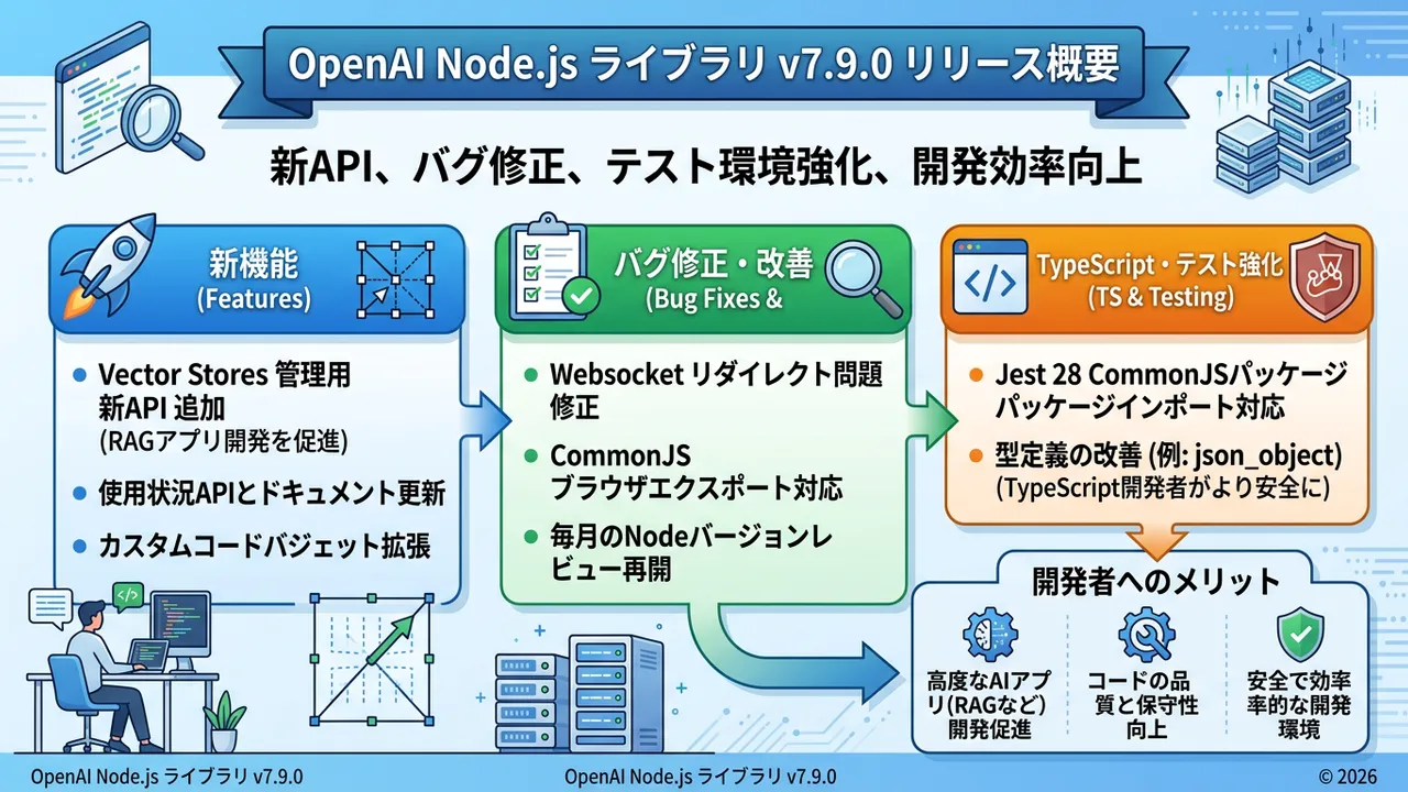 OpenAI Node.jsライブラリ v7.9.0リリース - 実務に影響する新機能と変更点