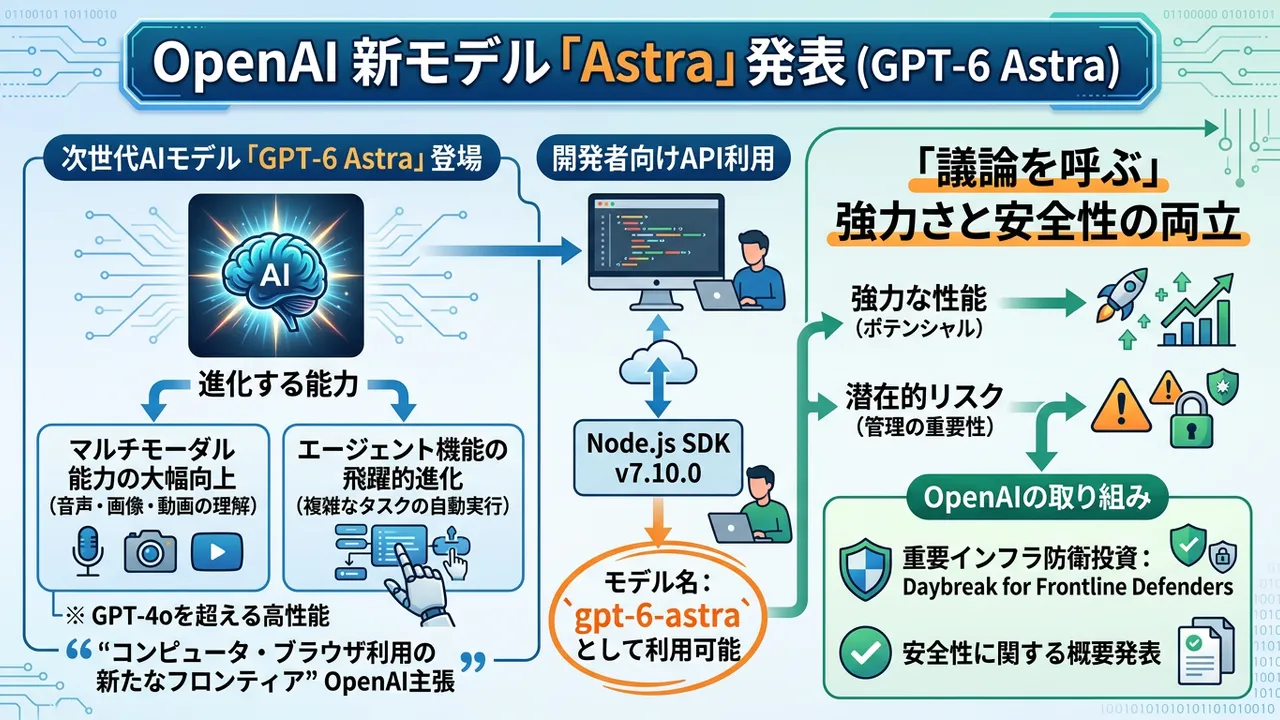 OpenAI、次世代モデル「GPT-6 Astra」を発表 - 開発と安全性の両側面